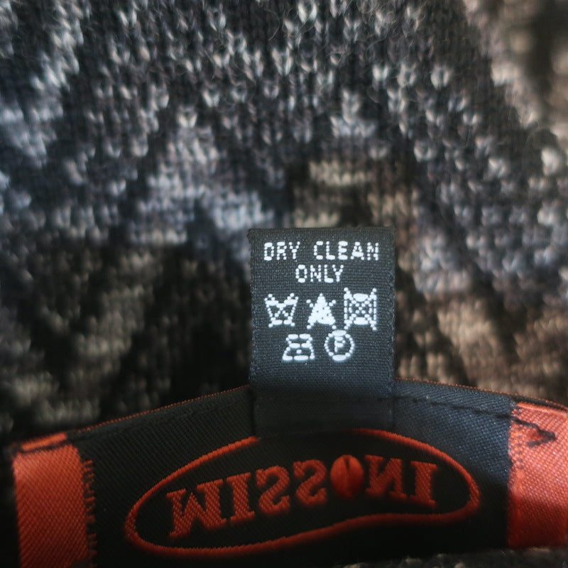 Missoni Chevron Knit Scarf Black &amp; Gray Wool