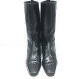 Manolo Blahnik Mid-Calf Flat Boots Black Leather Size 38