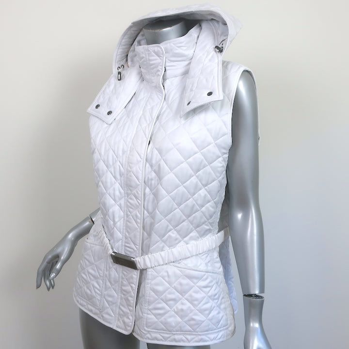 Burberry Brit Belted Hooded Puffer Vest White Size Large