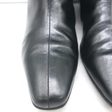 Manolo Blahnik Mid-Calf Flat Boots Black Leather Size 38