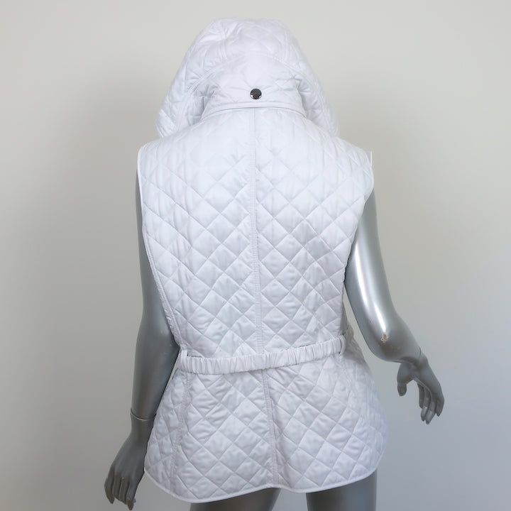 Burberry Brit Belted Hooded Puffer Vest White Size Large