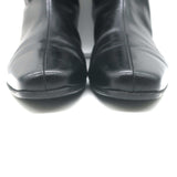 Manolo Blahnik Mid-Calf Flat Boots Black Leather Size 38