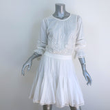 MISA Lex Broderie Anglaise Bell Sleeve Mini Dress White Cotton Size Extra Small