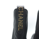 Chanel 26C Patent Cap Toe Quilted Leather Chelsea Boots Black Size 41