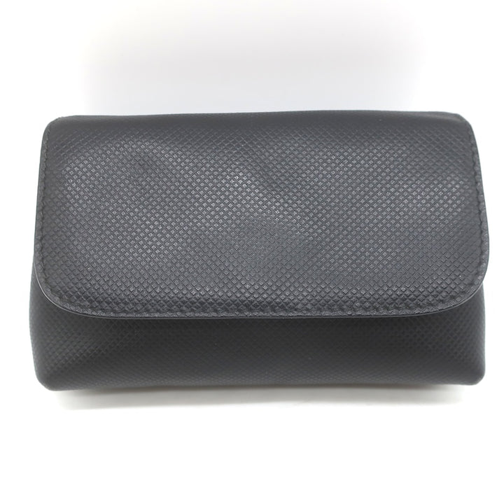 Vintage Bottega Veneta Marco Polo Mini Flap Clutch Black Coated Canvas