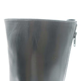 Manolo Blahnik Mid-Calf Flat Boots Black Leather Size 38