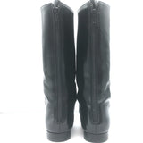 Manolo Blahnik Mid-Calf Flat Boots Black Leather Size 38