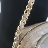 Vintage Chanel CC Tassel Small Camera Bag Taupe Quilted Leather