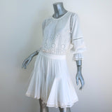 MISA Lex Broderie Anglaise Bell Sleeve Mini Dress White Cotton Size Extra Small