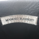Manolo Blahnik Mid-Calf Flat Boots Black Leather Size 38