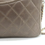 Vintage Chanel CC Tassel Small Camera Bag Taupe Quilted Leather