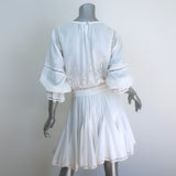 MISA Lex Broderie Anglaise Bell Sleeve Mini Dress White Cotton Size Extra Small