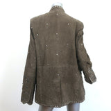 Zadig & Voltaire Very Daim Studded Suede Jacket Brown Size 42