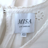 MISA Lex Broderie Anglaise Bell Sleeve Mini Dress White Cotton Size Extra Small