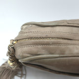 Vintage Chanel CC Tassel Small Camera Bag Taupe Quilted Leather