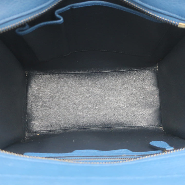 Celine Mini Luggage Tote Blue Drummed Leather