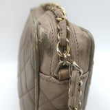Vintage Chanel CC Tassel Small Camera Bag Taupe Quilted Leather