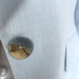 Veronica Beard Aaliyah Dickey light-blue linen-blend one-button blazer, authentic pre-owned designer jacket padded shoulders