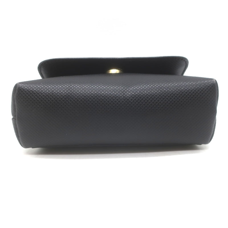 Vintage Bottega Veneta Marco Polo Mini Flap Clutch Black Coated Canvas