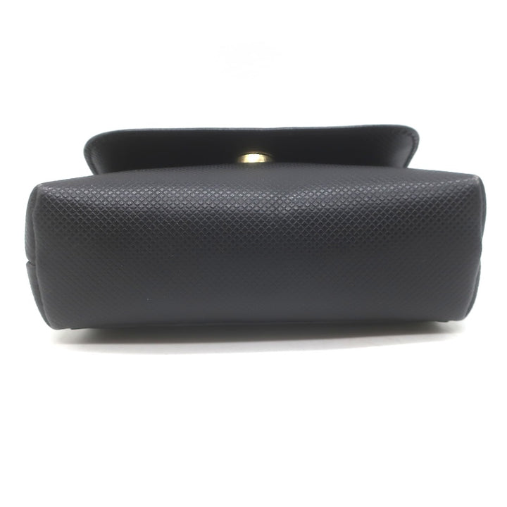 Vintage Bottega Veneta Marco Polo Mini Flap Clutch Black Coated Canvas