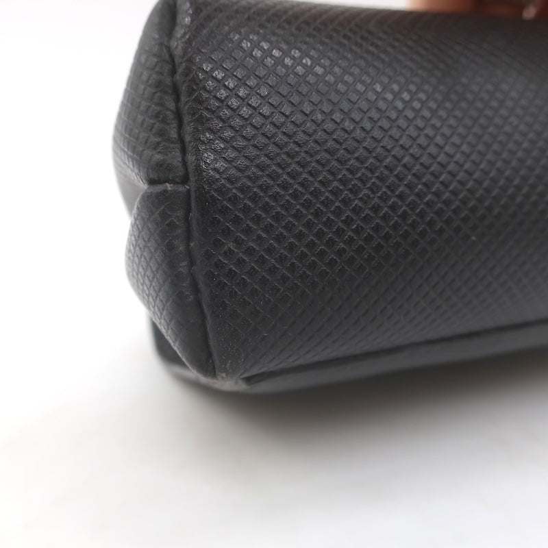 Vintage Bottega Veneta Marco Polo Mini Flap Clutch Black Coated Canvas