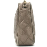Vintage Chanel CC Tassel Small Camera Bag Taupe Quilted Leather