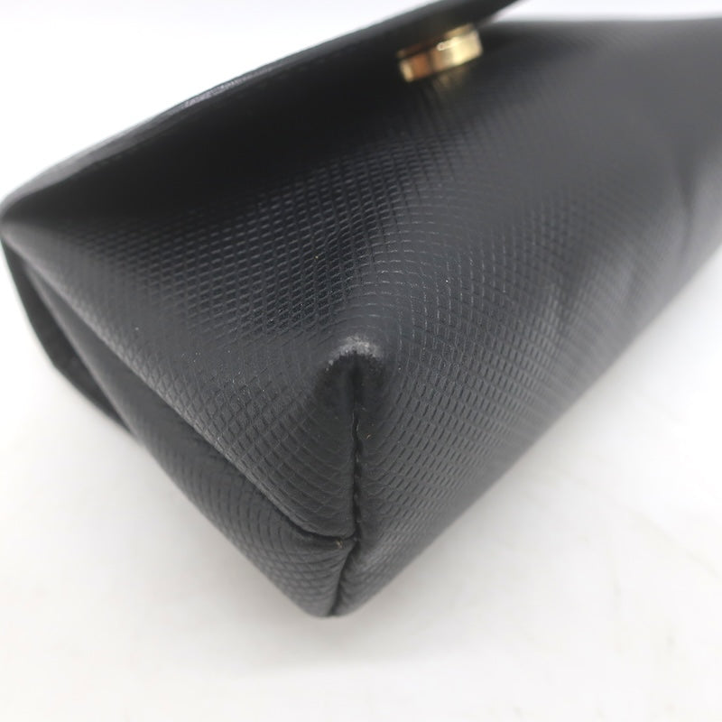 Vintage Bottega Veneta Marco Polo Mini Flap Clutch Black Coated Canvas