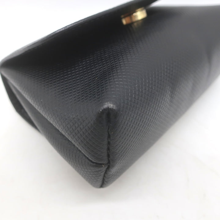 Vintage Bottega Veneta Marco Polo Mini Flap Clutch Black Coated Canvas