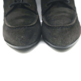 Manolo Blahnik Lace-Up Ankle Boots Black Suede Size 38.5 Pointed Toe Kitten Heel