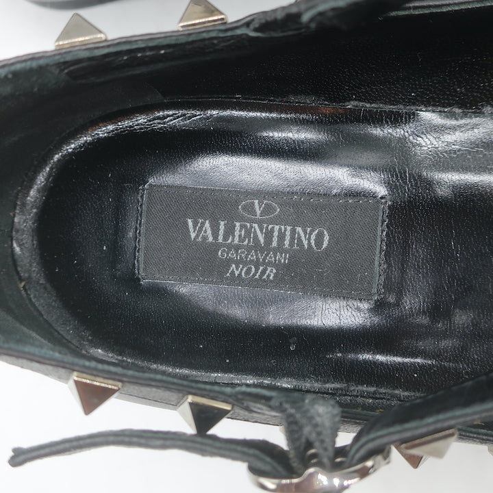 Valentino Noir Rockstud Caged Ballet Flats Black Leather Size 37.5