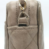 Vintage Chanel CC Tassel Small Camera Bag Taupe Quilted Leather
