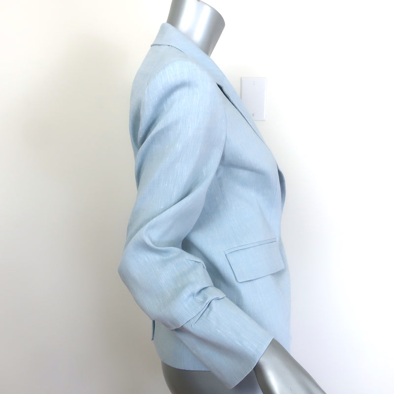 Veronica Beard Aaliyah Dickey one-button blazer, light blue linen-blend, size 4, pre-owned luxury women&