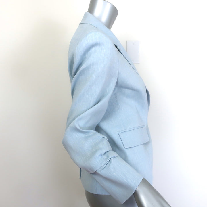 Veronica Beard Aaliyah Dickey one-button blazer, light blue linen-blend, size 4, pre-owned luxury women&