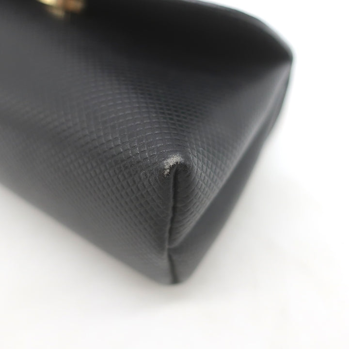 Vintage Bottega Veneta Marco Polo Mini Flap Clutch Black Coated Canvas
