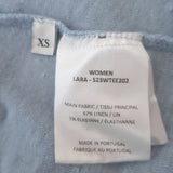 Officine Generale Lara Linen T-Shirt Sky Blue Stretch Jersey Size Extra Small