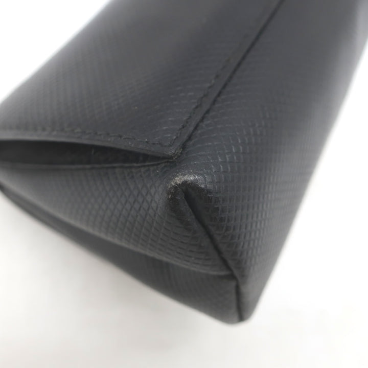 Vintage Bottega Veneta Marco Polo Mini Flap Clutch Black Coated Canvas