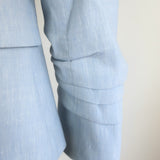 Veronica Beard Aaliyah Dickey one-button blazer in light blue linen blend, size 4 — pre-owned, gently worn luxury.