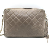 Vintage Chanel CC Tassel Small Camera Bag Taupe Quilted Leather