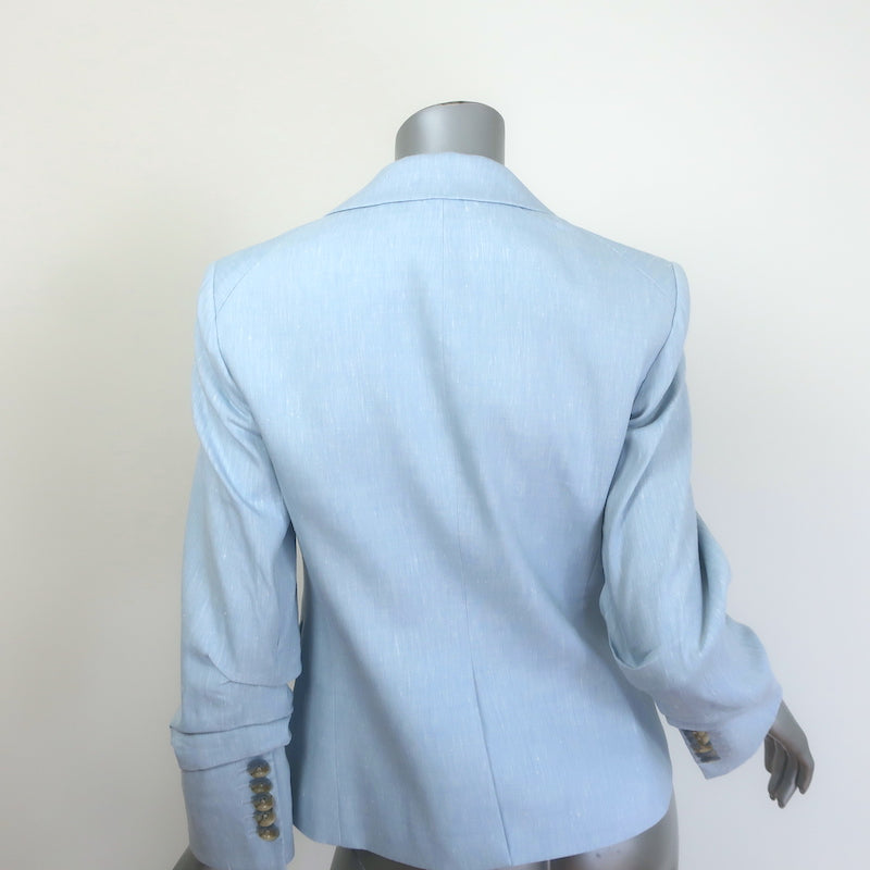 Veronica Beard Aaliyah Dickey light-blue linen-blend one-button blazer (size 4), pre-owned, gently worn luxury piece