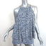 MICHAEL Michael Kors Chain-Neck Halter Top White/Navy Printed Jersey Size Small