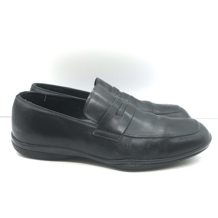 Prada Linea Rossa Penny Loafers Black Leather  Mens Size 8