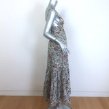 A.L.C. Rhodes Cutout Smocked Midi Dress White Printed Cotton Poplin Size 0