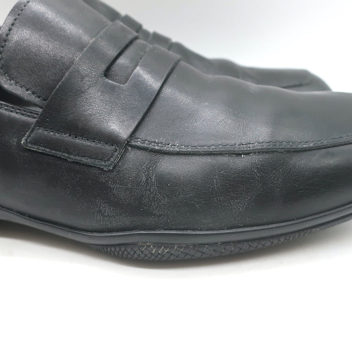 Prada Linea Rossa Penny Loafers Black Leather  Mens Size 8