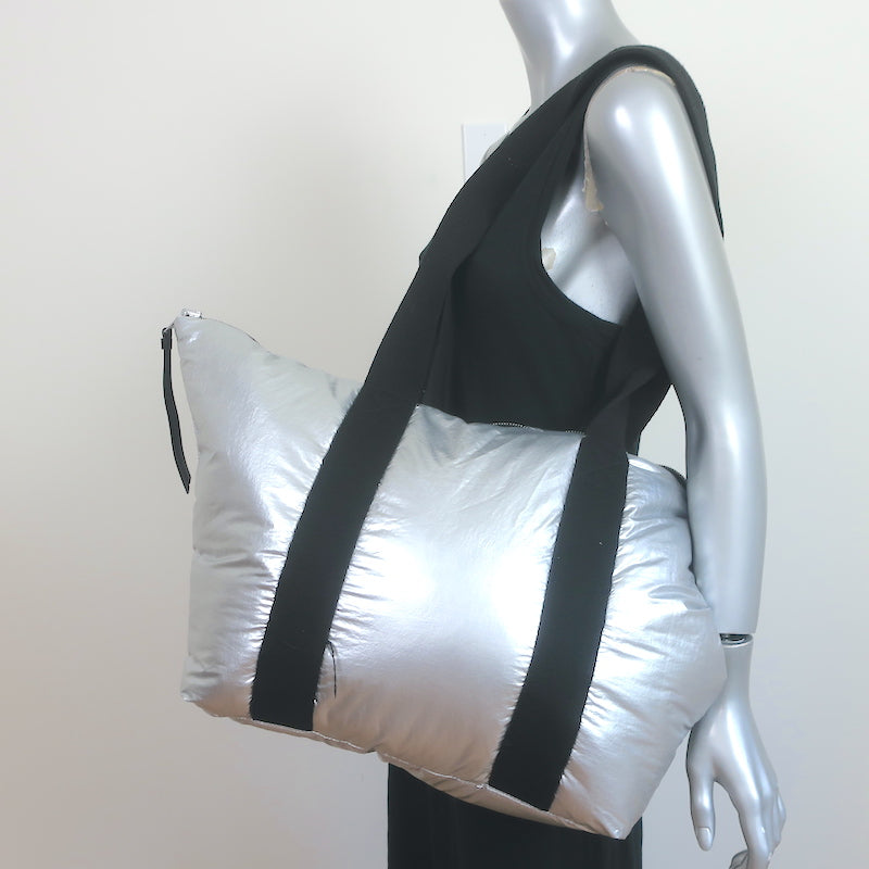 AllSaints Sly East West Reversible Tote Black &amp; Silver Extra Large Shoulder Bag