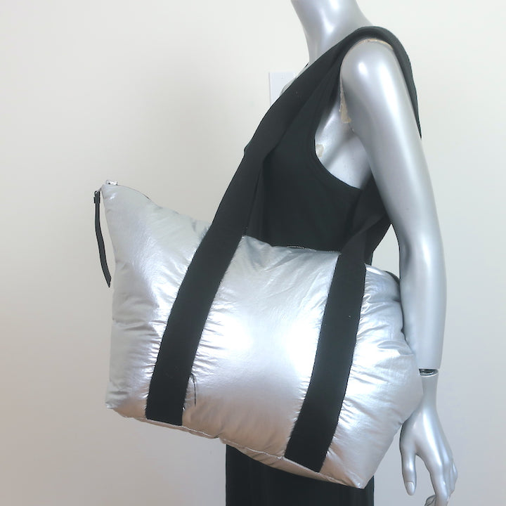 AllSaints Sly East West Reversible Tote Black &amp; Silver Extra Large Shoulder Bag