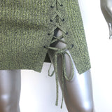 Jonathan Simkhai Cade Lace-Up Turtleneck Mini Dress Sage Marled Knit Size Small
