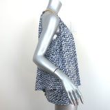 MICHAEL Michael Kors Chain-Neck Halter Top White/Navy Printed Jersey Size Small