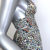 A.L.C. Rhodes Cutout Smocked Midi Dress White Printed Cotton Poplin Size 0