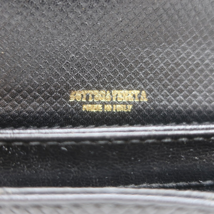 Vintage Bottega Veneta Marco Polo Mini Flap Clutch Black Coated Canvas