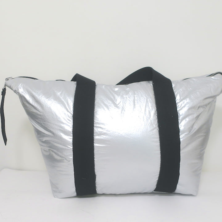 AllSaints Sly East West Reversible Tote Black &amp; Silver Extra Large Shoulder Bag
